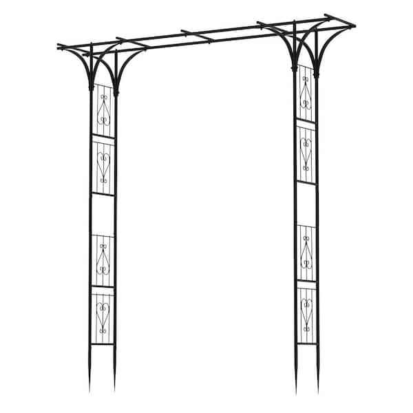 87in x 71in Iron Outdoor Garden Arbor Trellis Stand Climbing Plant Archway for Wedding Party Patio Yard Lawn Decor