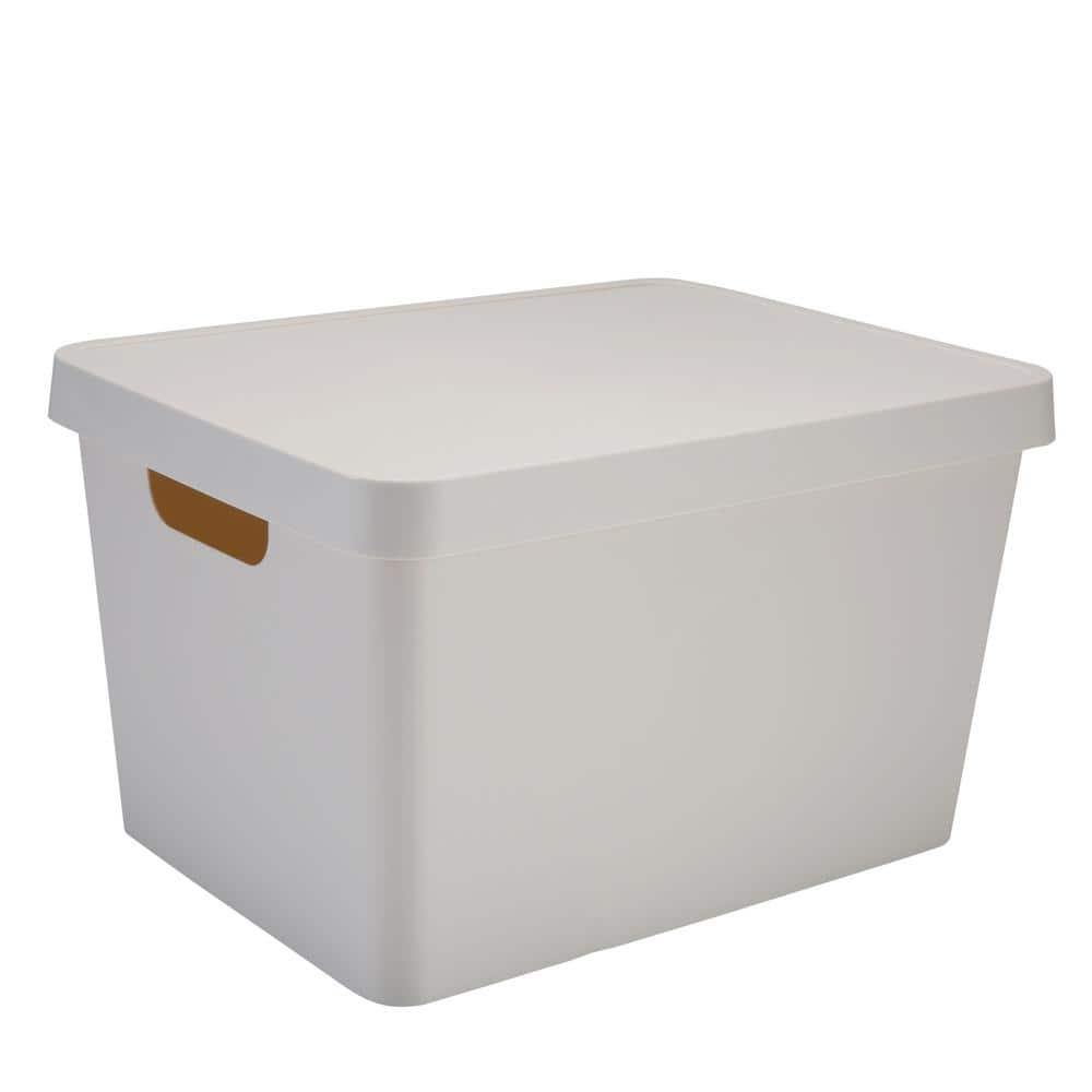 Simplify Happy Christmas Design Polypropylene Storage Tote Bin in White  9080-40 - The Home Depot