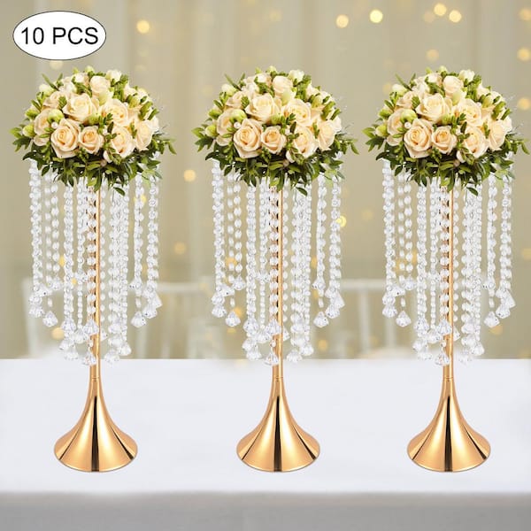 10pcs Tall Gold Geometric Trumpet Modern Wedding floral stand