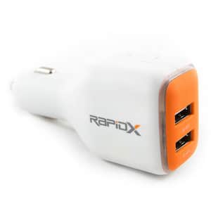 DualX Dual USB Charger for Car and Home, Orange