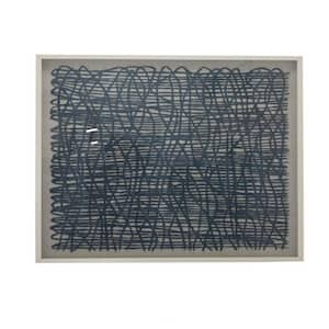 Gray and Navy-Blue Natural Fiber Abstract Lines Wooden Wall Art Decor