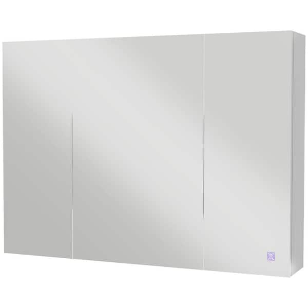 26 in. H x 36 in. W Rectangular Silver MDF Surface Mount Medicine Cabinet with Mirror with USB Charge, Adjustable Shelf