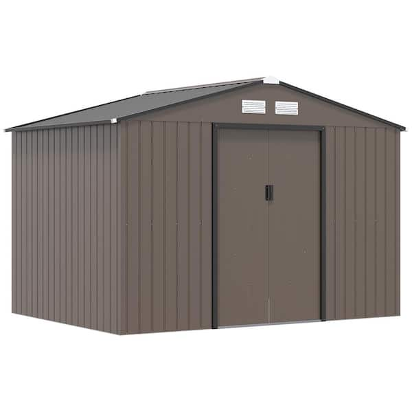 Outsunny 9 ft. W x 6 ft. D Metal Shed with Coverage Area 54 sq. ft. 845 ...