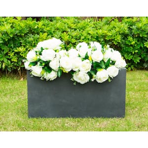 Small 23 in. L Charcoal Lightweight Concrete Modern Long Low Outdoor Planter