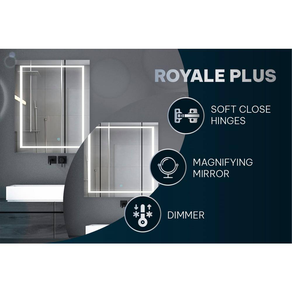 Royale Plus 36" Brushed Aluminum LED Medicine Cabinet with Defogger