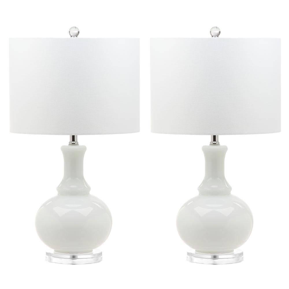 SAFAVIEH Franny 25.75 in. White Crystal Table Lamp with Off-White Shade  (Set of 2) LIT4394A-SET2 - The Home Depot