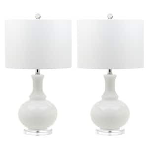 Franny 25.75 in. White Crystal Table Lamp with Off-White Shade (Set of 2)