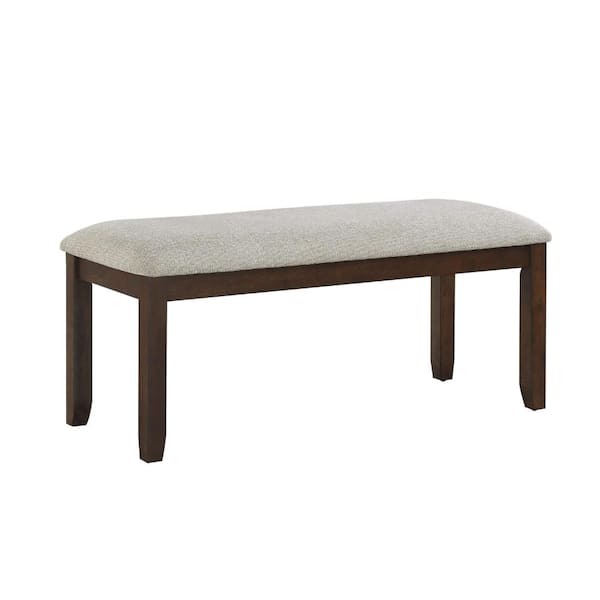 Benjara Moonstone Gray and Brown 42.5 in. Backless Bedroom Bench with Tapered Legs