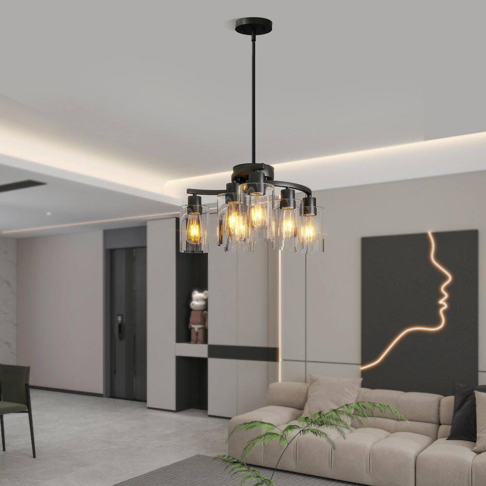 Avex 6-Light Black Modern Farmhouse Pendant Light with Clear Glass Shade, No Bulbs Included price history on PriceWatchPro