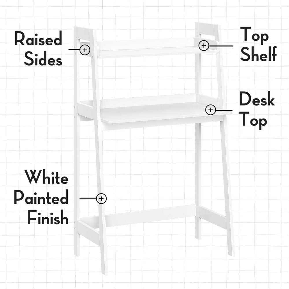 White MDF Kids Writing Desk with Ladder Shelf