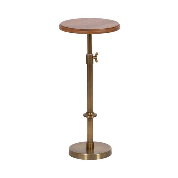 Kate and Laurel Engles 10 in. Walnut Brown Round Metal End Table