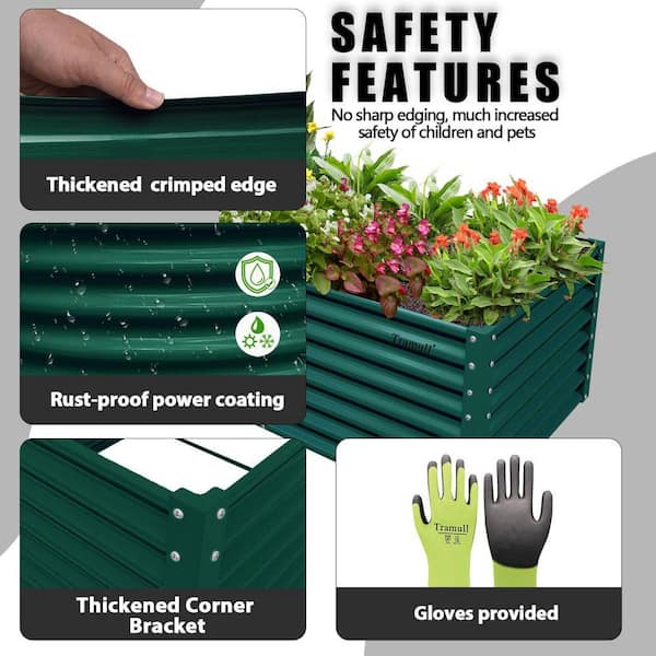 96 in. x 36 in. x 24 in. Green Galvanized Raised Garden Bed