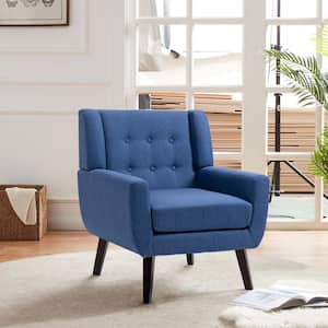 Blue Linen Arm Chair (Set of 1)