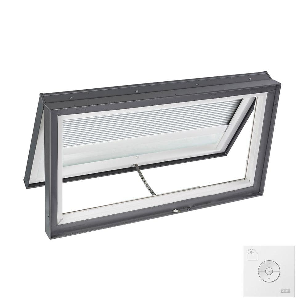 46-1/2 in. x 22-1/2 in. Solar Powered Venting Curb Mount Skylight w/ Laminated Low-E3 Glass, White Room Darkening Shade -  VELUX, VCS46222004CS00