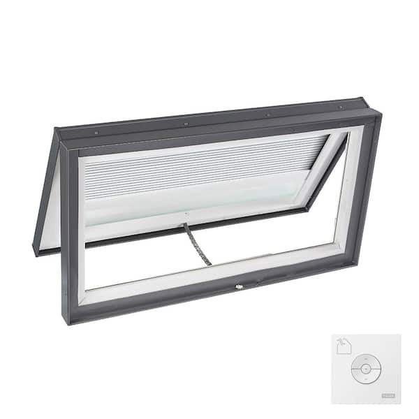 VELUX 46-1/2 in. x 22-1/2 in. Solar Powered Venting Curb Mount Skylight w/ Laminated Low-E3 Glass, White Room Darkening Shade