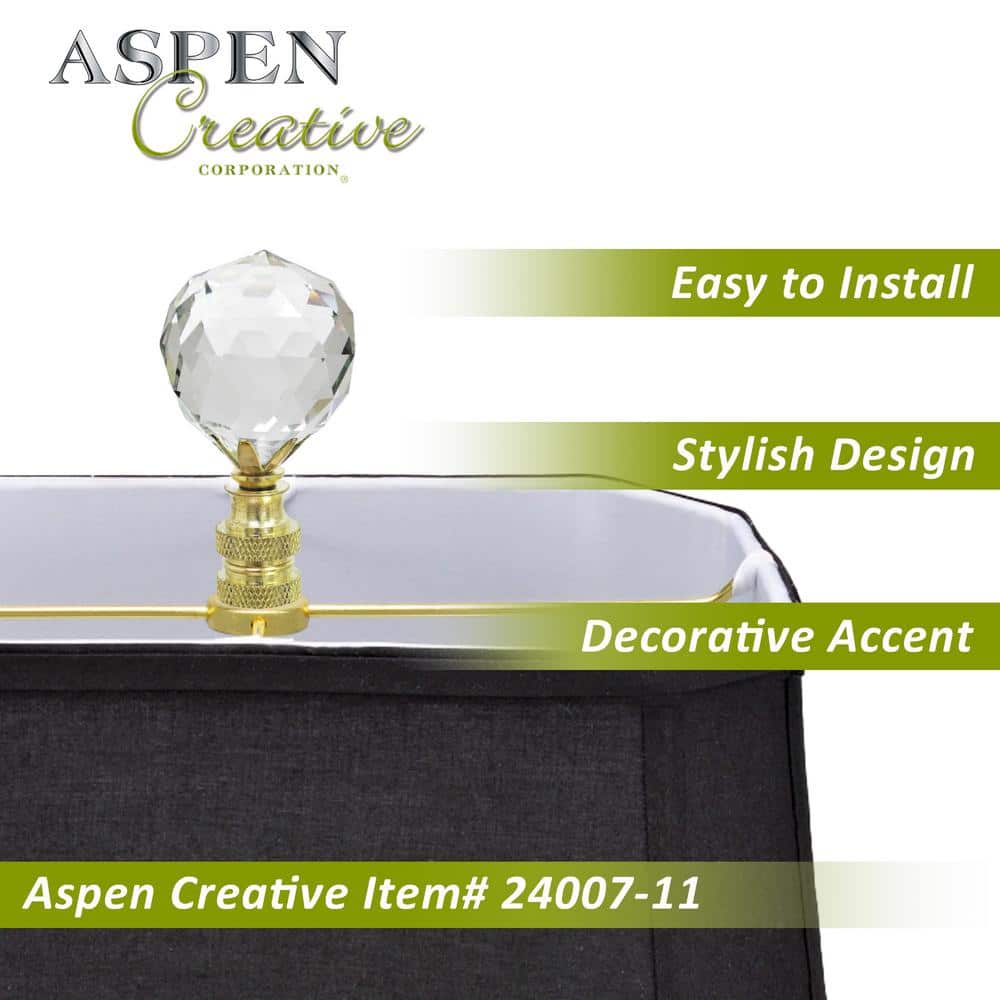 Clear Faceted Crystal Lamp Finial with Brass Base