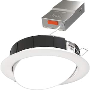 Contractor Select WF6 ADJ SWW5 6 in. Selectable CCT Ultra Slim Canless Integrated LED White Recessed Light Trim