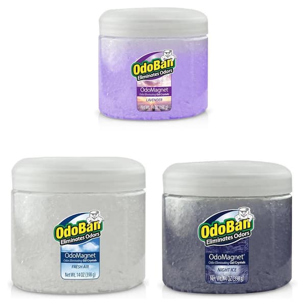 14 oz. OdoMagnet Odor Removing Gel Crystals Air Freshener Combo, Fresh Air, Night Ice, Lavender (3-Piece)