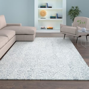 Era Silver Gray 7 ft. 9 in. x 9 ft. 9 in. Contemporary Hand-Tufted Geometric 100% Wool Rectangle Area Rug
