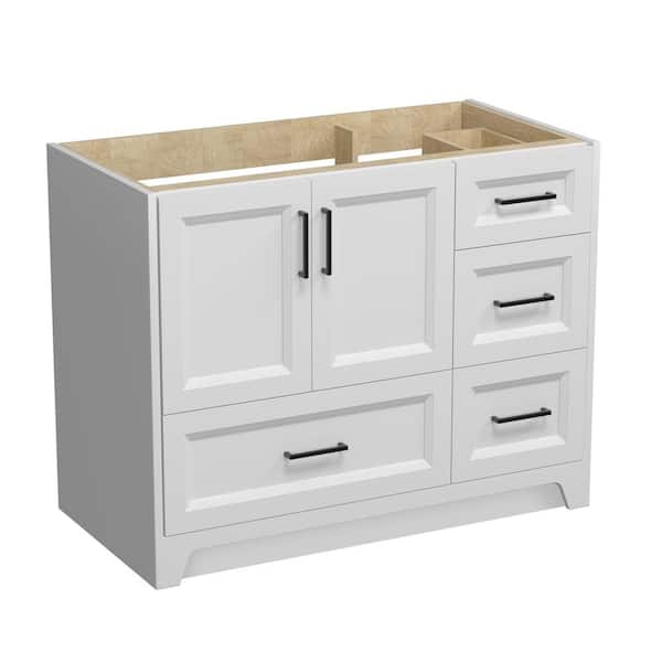 Zeafive 42 in. W x 21.5 in. D x 33.5 in. H Bath Vanity Cabinet without Top Bathroom Vanity Cabinet in White Large Storage Space