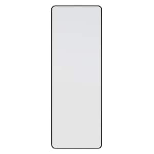 24 in. W x 67 in. H Framed Radius Corner Stainless Steel Mirror in Black