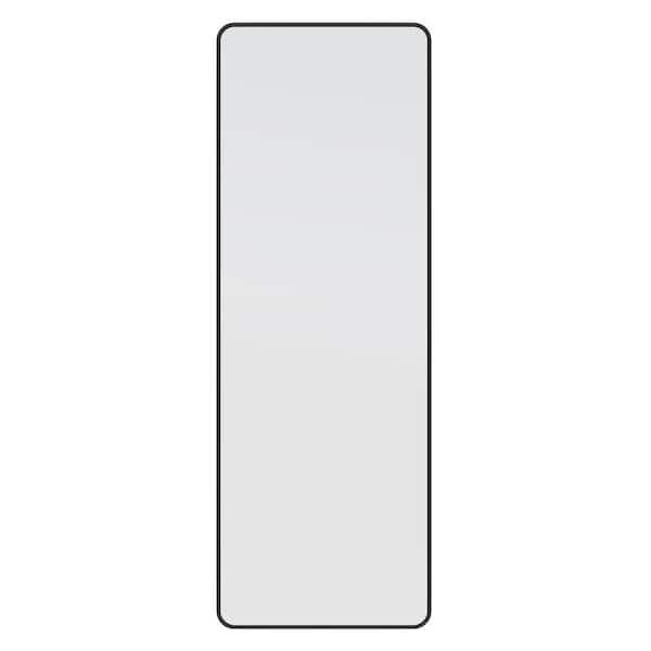 Glass Warehouse 24 in. W x 67 in. H Framed Radius Corner Stainless Steel Mirror in Black