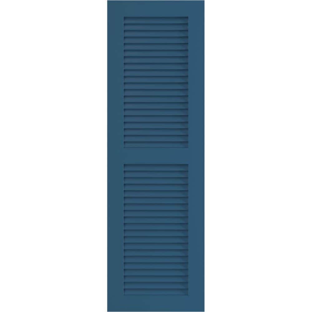 12 in. x 48 in. PVC True Fit Two Equal Louvered Shutters Pair in Sojourn Blue price history on PriceWatchPro