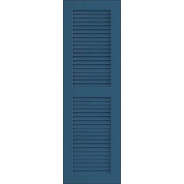 Ekena Millwork 12 in. x 69 in. PVC True Fit Two Equal Louvered Shutters Pair in Sojourn Blue