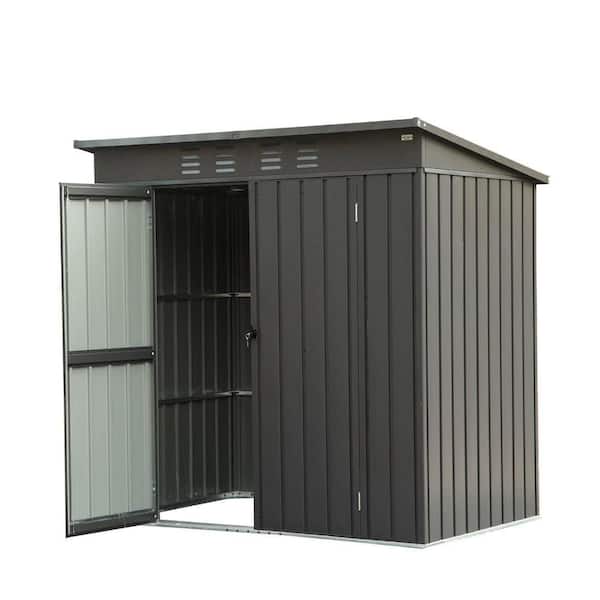 6 ft. W x 4 ft. D Metal Garden Shed Metal Utility Tool Storage Room with Sloping Roof and Lockable 2 Doors (24 sq. ft. )