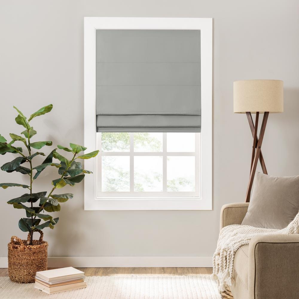 Gray Cordless Room Darkening Roman Shade 27" x 64"