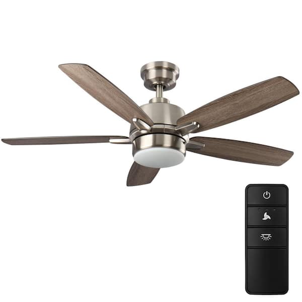 Home Decorators Collection Fawndale 46 in. Indoor Integrated LED Brushed Nickel Ceiling Fan with 5 Reversible Blades, Light Kit and Remote Control