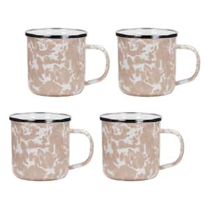 12 oz. Taupe Swirl Enamelware Coffee Mugs (Set of 4)