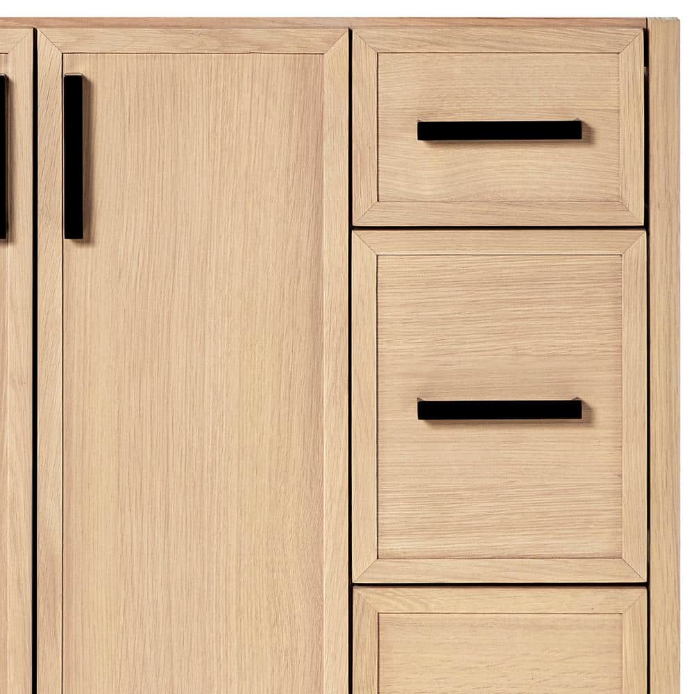 Oak Single Sink Bathroom Vanity with Pure White Quartz Top