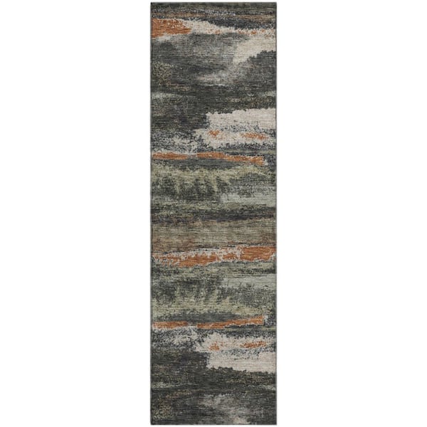 Addison Rugs Mayfield Premium Machine Washable Abstract AMF942 Charcoal 2 ft. 3 in. x 7 ft. 6 in. Runner Rug