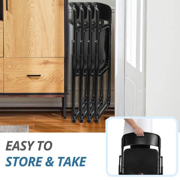 Karl home Black Plastic Folding Chairs(Set of 4) K1G56000941 - The