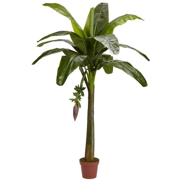 Nearly Natural Real Touch 6 ft. Artificial Green Banana Silk Tree