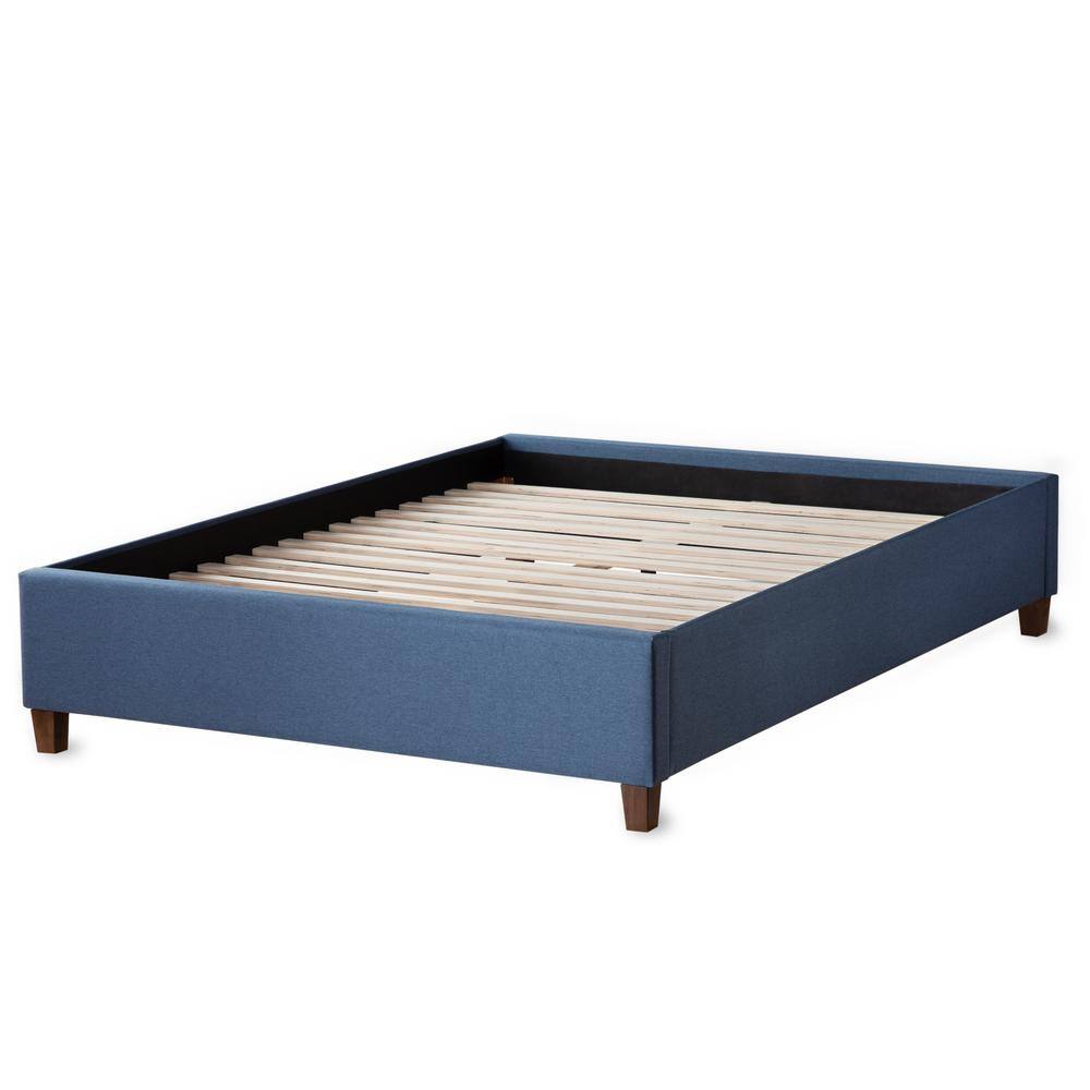 Brookside Ava Navy Cal King Upholstered Platform Bed With Slats Bsckcouppl The Home Depot Brookside Ava Navy Cal King Upholstered, Cal King Platform Bed Frame Wood Slats
