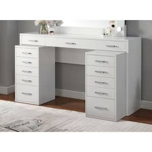 Crossroads White Vanity Desk with 2 Cabinets (36 in. H x 64 in. W x 17 in. D)