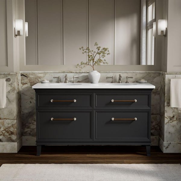 Artifacts 60 in. Double Sink Bathroom Vanity Cabinet without Top in Slate Grey