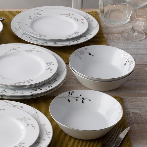 Noritake Birchwood 12-Piece (White) Porcelain Dinnerware Set
