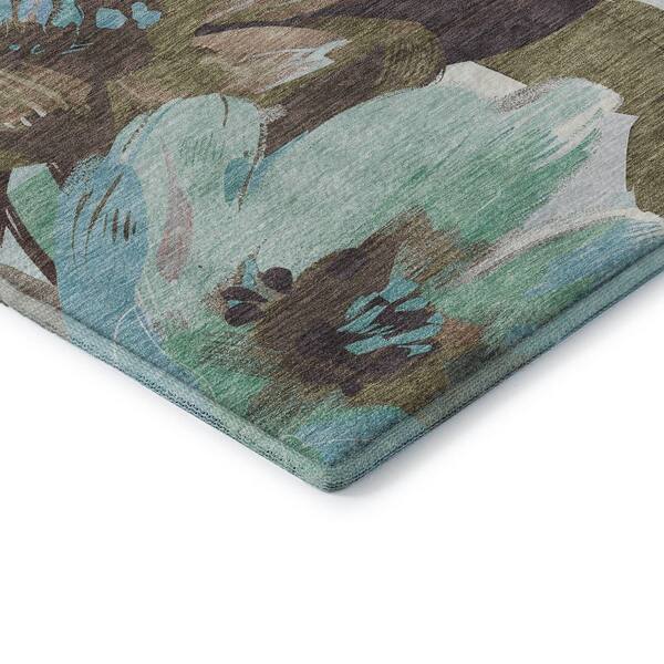 Mayfield Premium Machine Washable Abstract AMF1487 Khaki 3 ft. x 5 ft. Area Rug