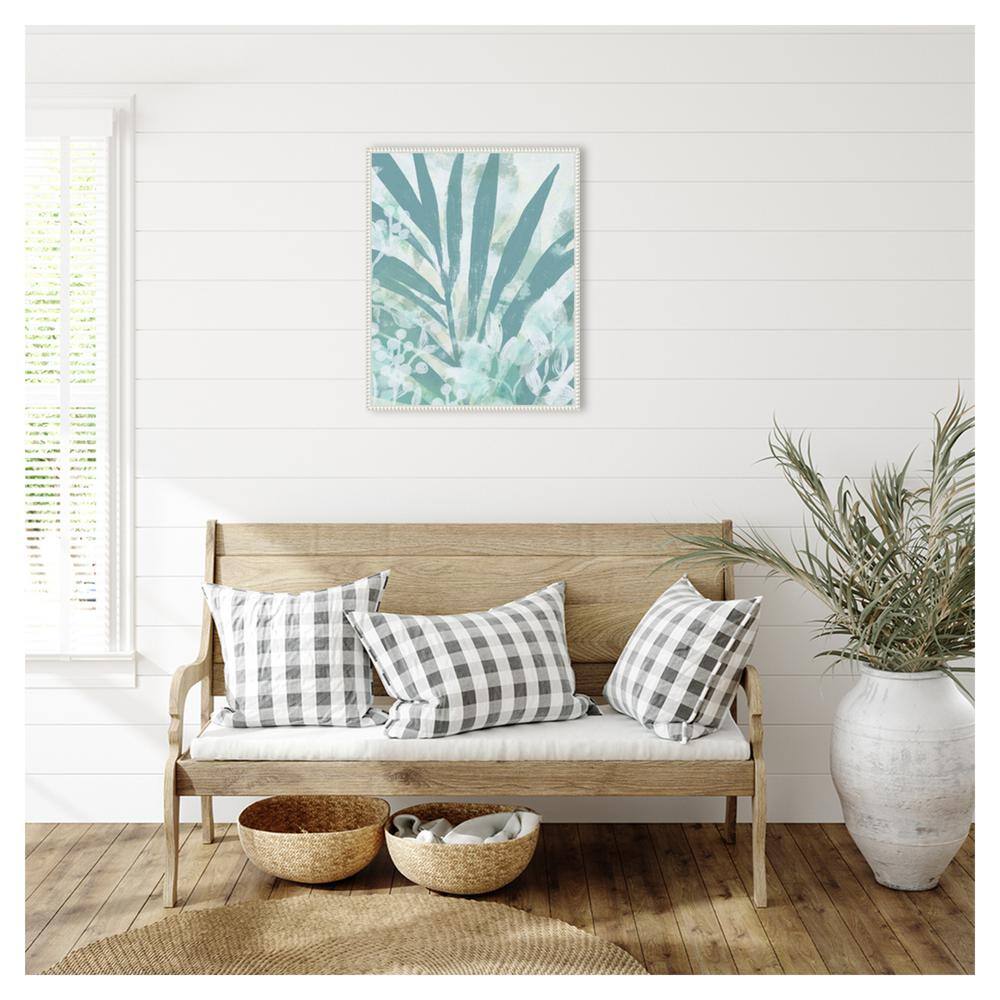 Amanti Art 23"x28" Aqua Palms II by June Erica Vess Framed Canvas Wall Art Print
