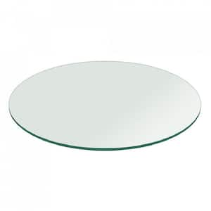 36 in. Clear Round Glass Table Top, 1/4 in. Thickness Tempered Flat Edge Polished