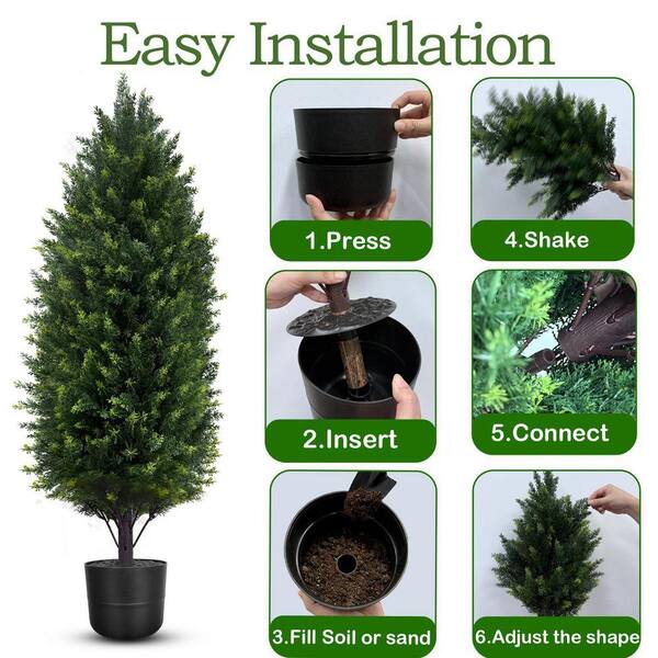 3 ft. Artificial Cedar Topiary Tree Set Artificial Cypress Tree