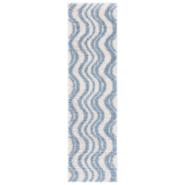 Norway Blue/Ivory 2 ft. x 8 ft. Abstract Striped Runner Rug