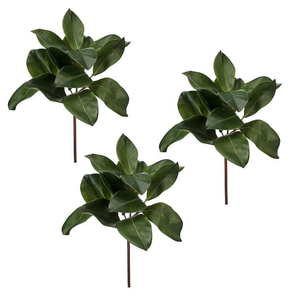 16 in. Green Artificial Magnolia Leaf Spray