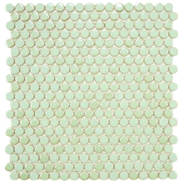 Merola Tile Cosmo Penny Round Mint 11-1/4 in. x 12 in. x 4 mm Porcelain Mosaic Tile