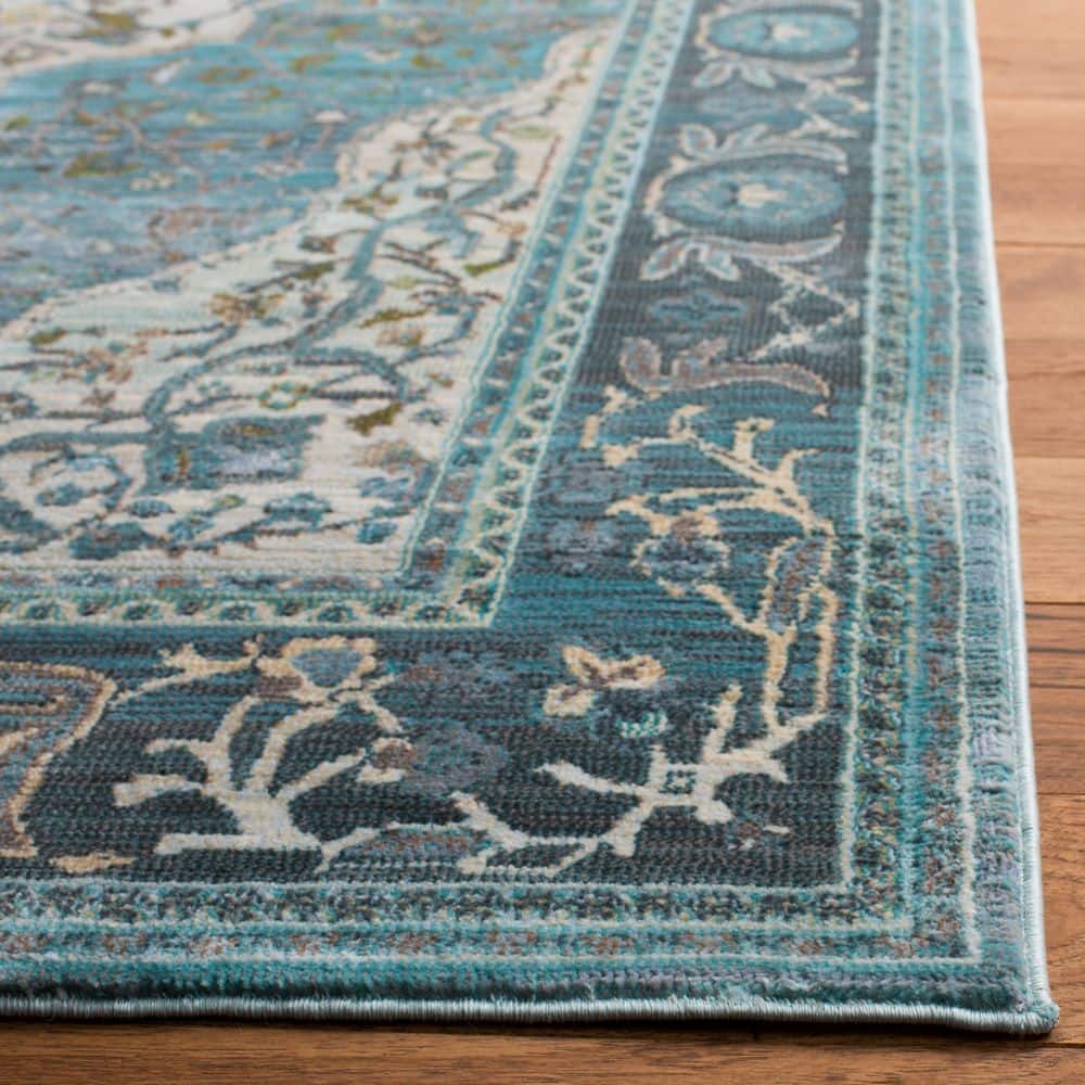 Hand-Knotted Blue and Beige Viscose 9' x 12' Area Rug