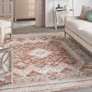 Thalia Rust Multicolor 9 ft. x 12 ft. All-Over Design Transitional Area Rug