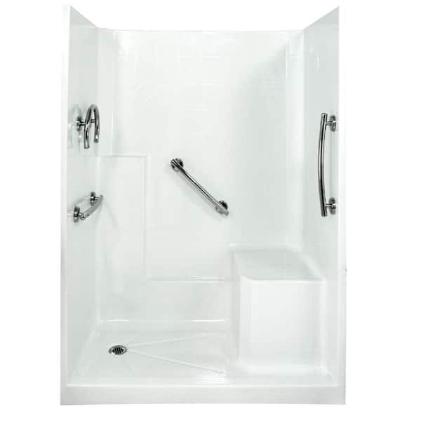 Ella Freedom 33 in. x 60 in. x 77 in. Low Threshold Shower Kit in White with Right Side Seat Position
